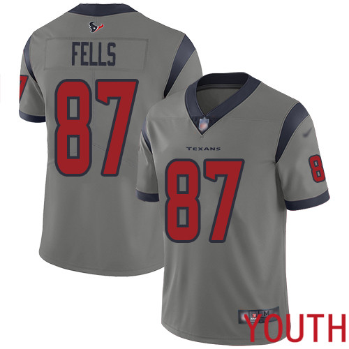 Houston Texans Limited Gray Youth Darren Fells Jersey NFL Football #87 Inverted Legend->houston texans->NFL Jersey